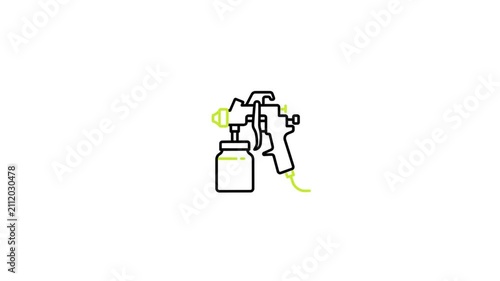 Spray gun paint container and airflow visualization for ustrial coating demonstration clip.