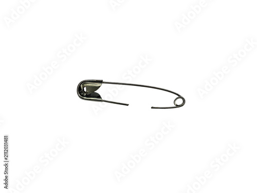 Metallic safety pin isolated on transparent background