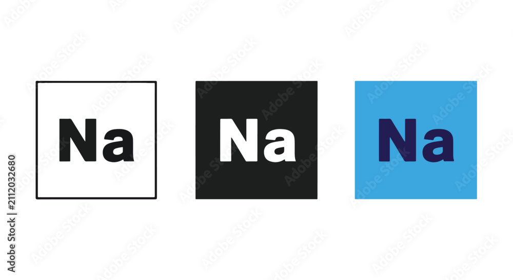 Fototapeta premium Sodium chemical symbol vector icon set: Glyph and solid icon set - Icon vector - Editable line icons. Vector illustration