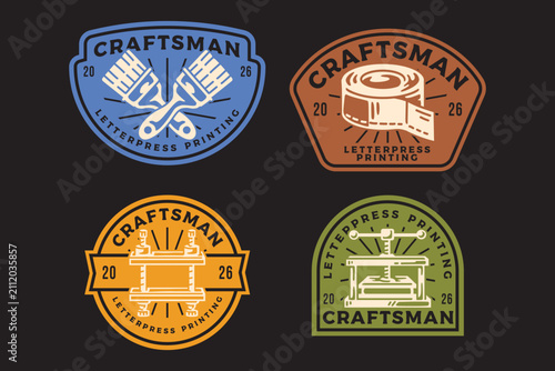 Konstfotografi Letterpress printing retro badge design for traditional print shop