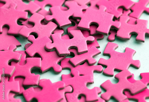 Set of puzzle pieces in colors.