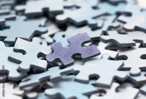 Set of puzzle pieces in colors.