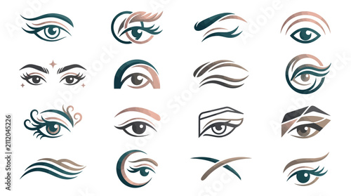 Cuadro en lienzo Close-up collection of detailed eye illustrations in black and white