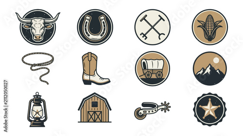Bild auf Leinwand Vector icons set of various objects and symbols.