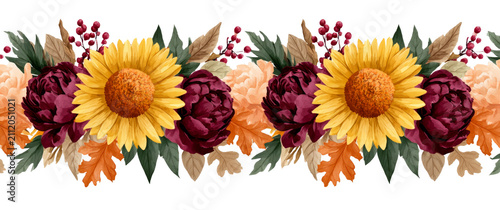Hand Painted Fall Flowers Decorative Design