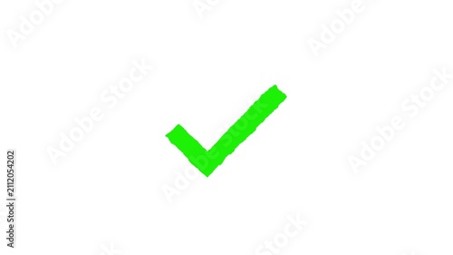 Animated green check mark icon on white background.
