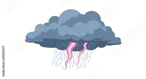 Stormy weather with lightning and rain.