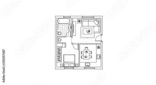 Small modern house floor plan design.