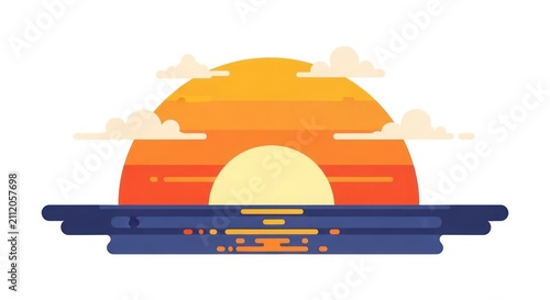 Sunset over water with clouds.
