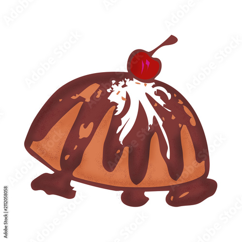Cute Hand Drawn Cupcake on White Background – Colorful Dessert Illustration