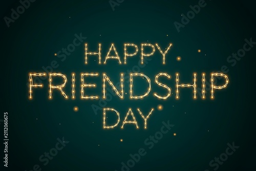 Sparkling lights form happy friendship day greeting on dark background