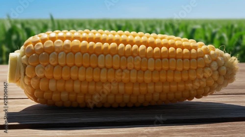 Golden Ripe Corn Cob with Fresh Juicy Kernels Close Up Natural Farm Harvest Food Concept.mp4
