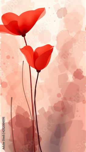 Red poppy flowers on a soft abstract background