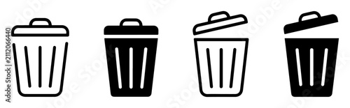 Fotografía bin icon set for waste disposal
