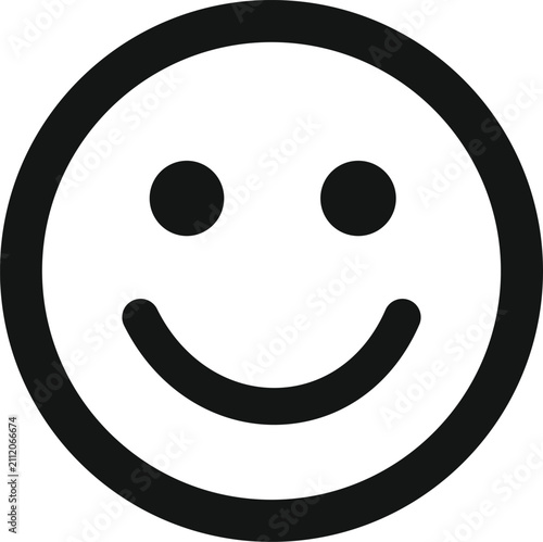 Minimal smiling face icon vector with circular outline isolated on white background