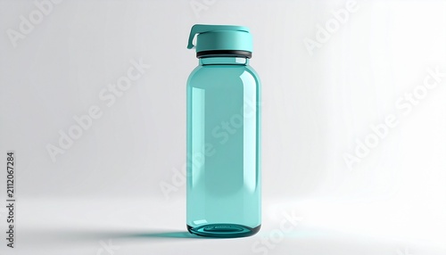 Teal reusable water bottle with modern cap design on clean white studio background