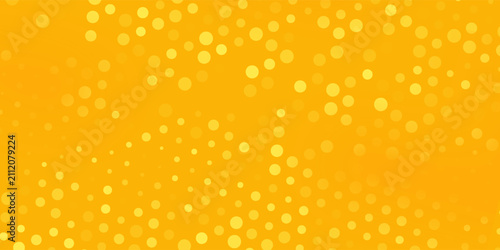 Yellow halftone pattern. Retro comic gradient background. Bright orange pixelated dotted texture overlay. Cartoon pop art faded gradient pattern. Vector backdrop for poster, banner, advertisement