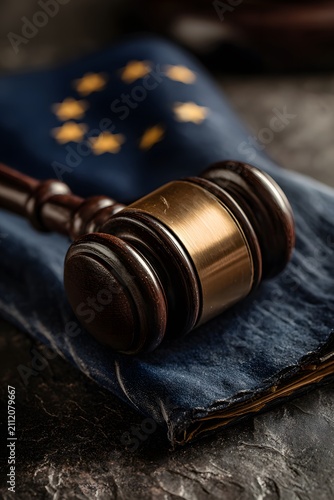 Judge's gavel resting on judicial reform documents, symbolizing legal authority and justice, with rich textures and colors enhancing the visual narrative of governance and law