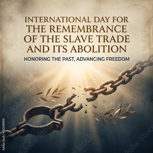 Broken slave trade chain symbolizing freedom