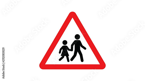 Road sign indicating a school crossing area with children walking.