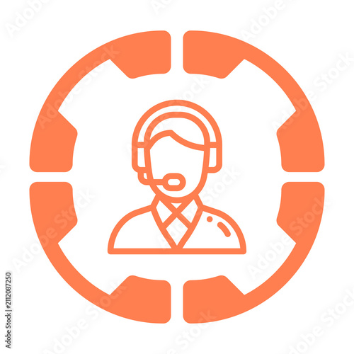 Coral Call Center Agent Icon Isolated on Transparent Background PNG Customer Support Service Symbol