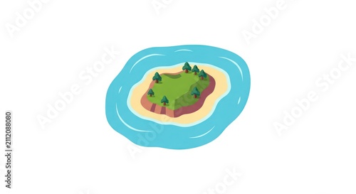 Small island in the ocean cartoon.
