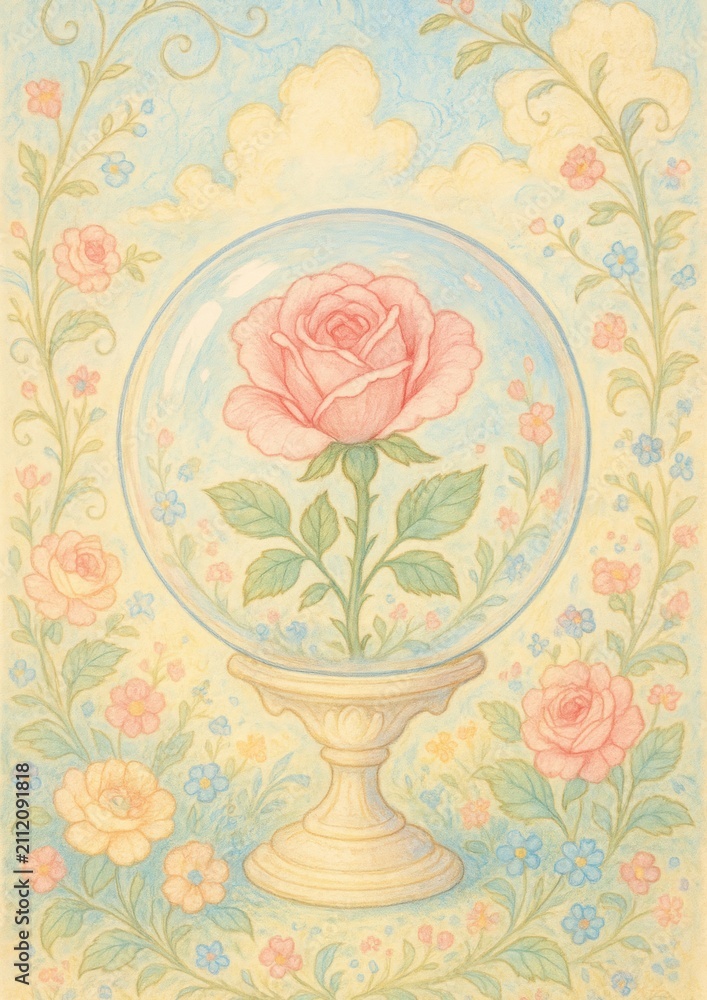 Obraz premium Enchanting floral globe illustration