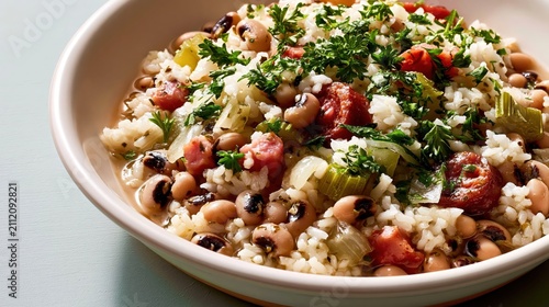 hoppin john, southern black eyed peas and rice