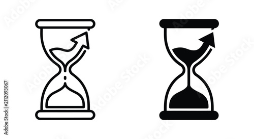 Hourglass Shape With Flowing Sand Black And White Line Art Illustration
