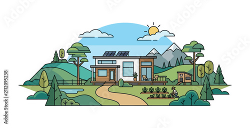 Modern Eco-Friendly House Vector Illustration
