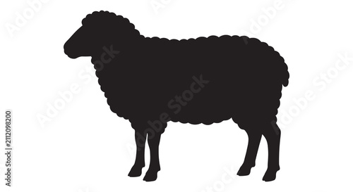 Obraz na plátne Black Sheep Silhouette Against A White Background Silhouette