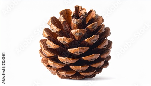 Pine cone, isolated on white background, center alignment, everything in focus, 