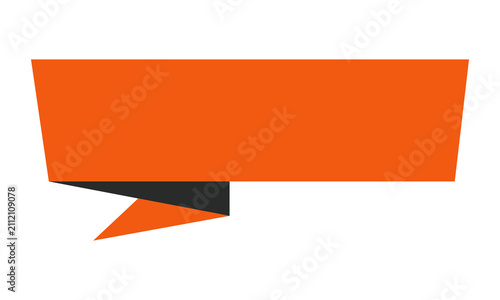 Quadro su tela A bold orange and dark gray geometric speech bubble with a pointed tail, an eye-catching design for conveying important messages, announcements, or interactive user interface elements