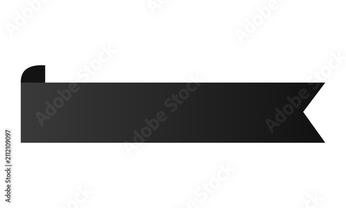 Fotografie A sleek dark gray horizontal ribbon banner with a notched V-cut end and a small folded tab on the left, an elegant design for titles, labels, or decorative graphic elements