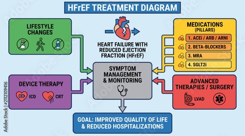 Photography Heart Failure With Reduced Ejection Fraction HFrEF Treatment Diagram