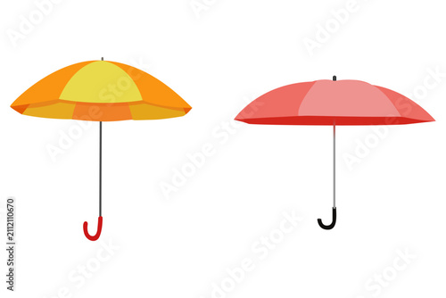 Tableau sur toile Colorful open umbrellas isolated on white background