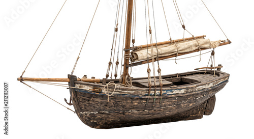 Принти на полотні Antique wooden sailing vessel with weathered hull and rigging