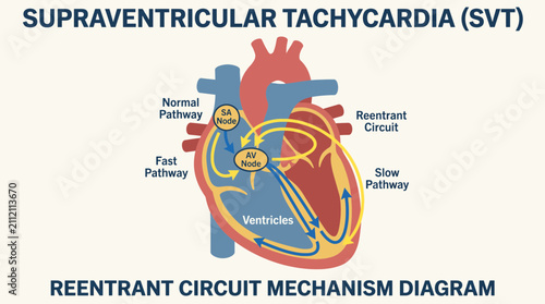Photography Supraventricular Tachycardia SVT Reentrant Circuit Mechanism Diagram