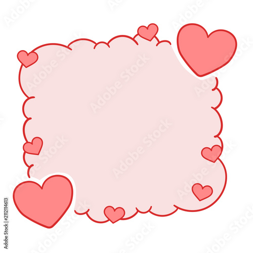 Illustrated Pinky love Note with Tape Isolated on white background
