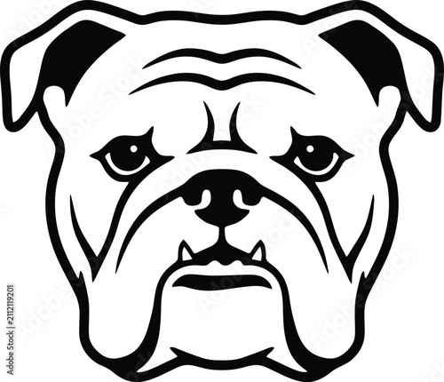 English Bulldog Face Silhouette PNG Isolated on Transparent Background