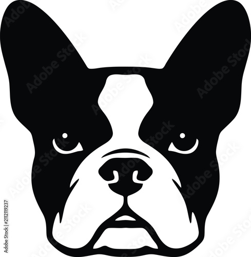 French Bulldog Face Silhouette PNG Isolated on Transparent Background