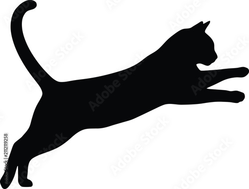 Jumping Cat Silhouette PNG Isolated on Transparent Background