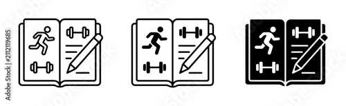 Quadro su tela Fitness Journal Icons, Workout Logbook Symbols, Exercise Planner Graphics, Train