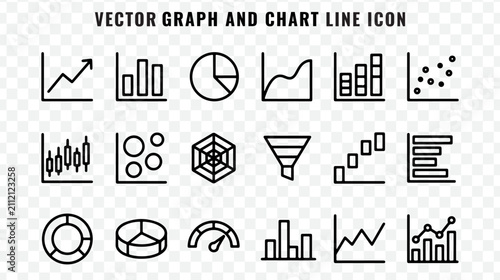 Growing bar graph icon set. Business graphs and charts icons. Set of various business and financial chart icons representing growth decline and statistical data analysis in flat style