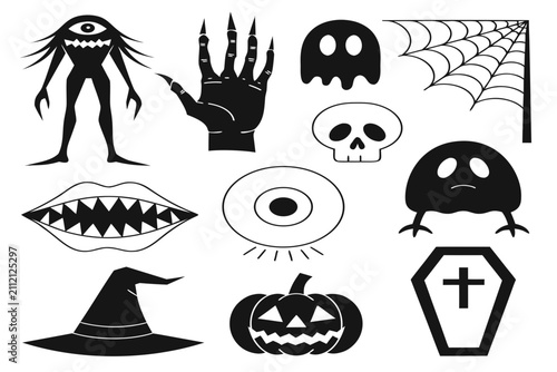 Coloring page line art the Halloween horror black vector