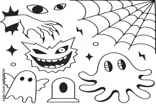 Coloring page line art the Halloween horror black vector