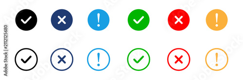 Fotografie check mark, cross and exclamation symbols