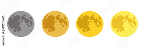 Quadro su tela Collection of flat moon icons in different shades with astronomy crescent celest