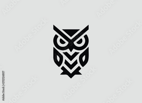 Modern Minimal Geometric abstract owl vector logo with triangular shapes for tech startups