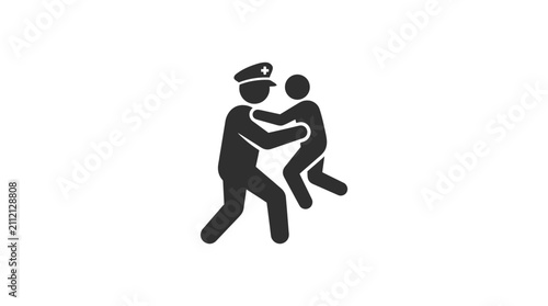 Foto Police Officer Arresting a Person Silhouette.
